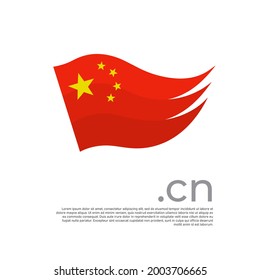 China flag. Colored stripes chinese flag on a white background. Vector design of national poster with cn domain, place for text. Brush strokes. State patriotic banner of china, cover