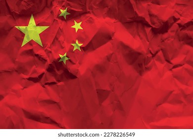 China flag crumpled paper background.