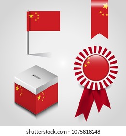 China flag design icons set vector 
