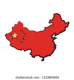 China flag design isolated on white background. Vector Illustration.