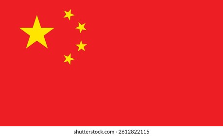 China flag design. China national flag Vector illustration. China official color flag design.