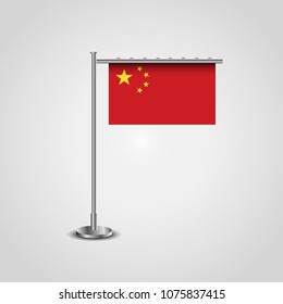 China flag design with flag stand vector