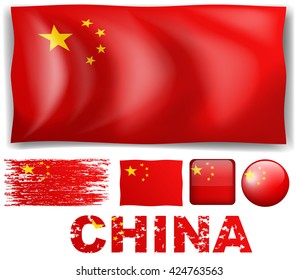 China flag in different design illustration