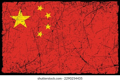 China Flag Distressed Grunge Vintage Retro. Isolated on White Background