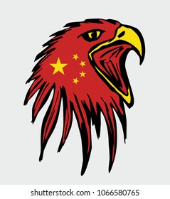 China flag and eagle graphic design vector art