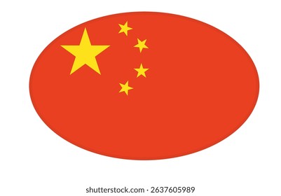 China flag ellipse shaped. vector	