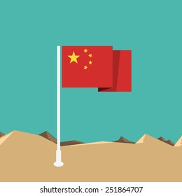 China flag in flat design