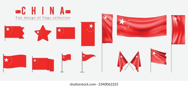 China flag, flat design of flags collection