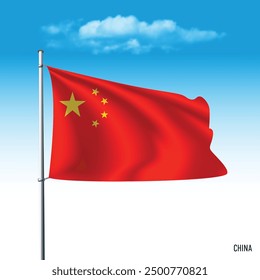 China-Flagge am blauen Himmel, Vektorgrafik.
