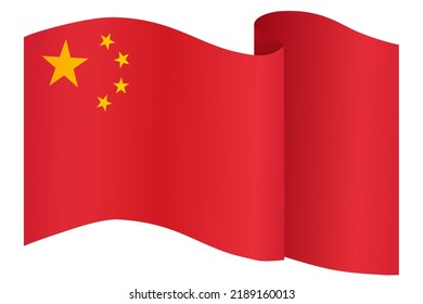 Bandera de China ondeando sobre fondo blanco