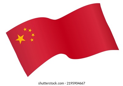 China flag flying on white background