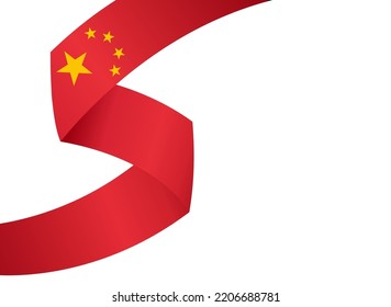 China flag flying on white background