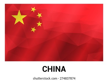 China Flag, geometric polygonal shapes. Vector illustration.