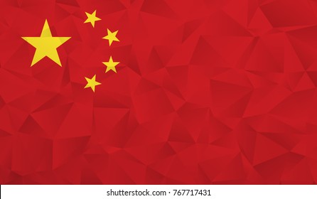 China Flag - Geometric Rumpled Triangular Low Poly Style Gradient Graphic, Polygonal Design For Your. Vector Illustration Eps 10.