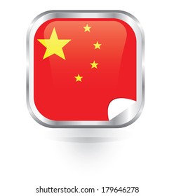 china flag glossy button 