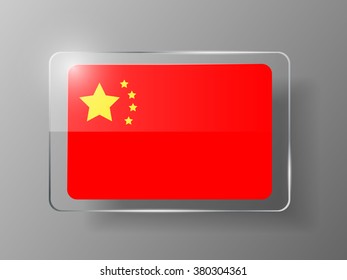 China Flag Glossy Button. Vector illustration.