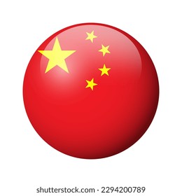 China flag - glossy circle badge. Vector icon.