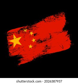 china flag grunge brush background. Old Brush flag vector illustration. abstract concept of national background.