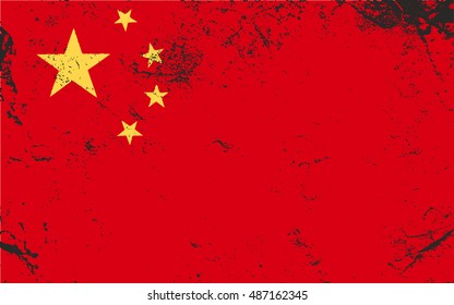 China flag in grunge style. Distressed texture