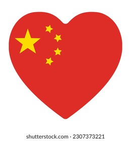China flag, Flag of China in heart shape 