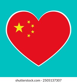 China-Flagge in Herzform, Symbol der Liebe, Vektorgrafik