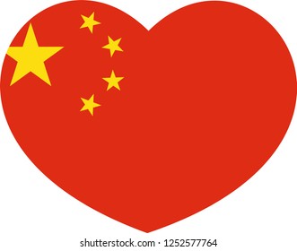 China flag in a Heart vector, sticker