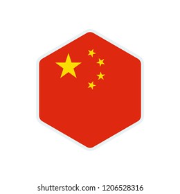 China flag. China hexagon flag.