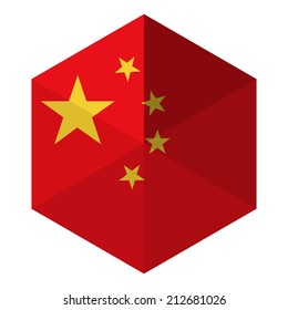 China Flag Hexagon Flat Icon Button