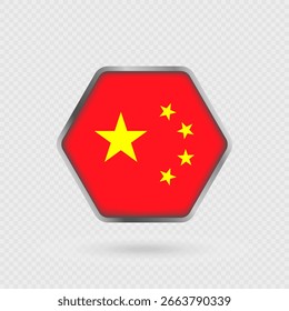 Bandera de China en un marco hexagonal.