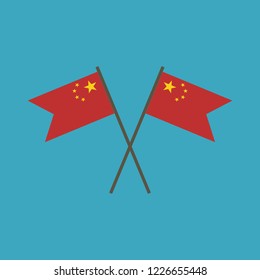 China flag icon in flat design. Independence day or National day holiday concept.