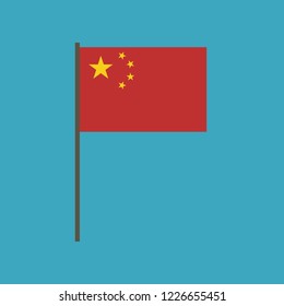 China flag icon in flat design. Independence day or National day holiday concept.