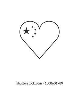 China flag icon in a heart shape in black outline flat design. Independence day or National day holiday concept.