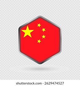 Ícone da bandeira da China em forma de hexágono.