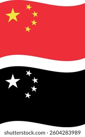 China flag icon set in black and red colors . Waving China flag icon . Vector illustration