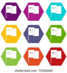China flag icon set many color hexahedron isolated on white vector illustration