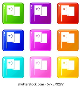 China flag icons of 9 color set isolated vector illustration