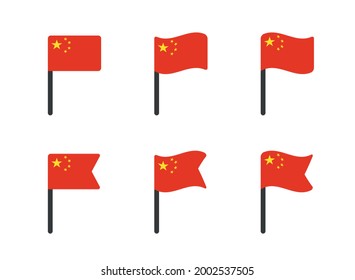 China Flag Icons Set, National Symbol Of The Peoples Republic Of China