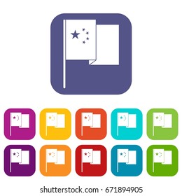 China flag icons set vector illustration in flat style In colors red, blue, green and other