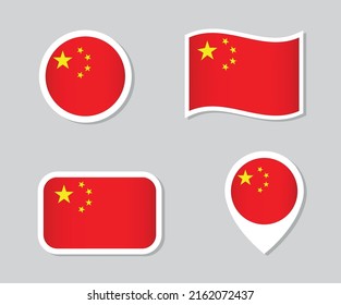 China flag icons set.Vector illustration.