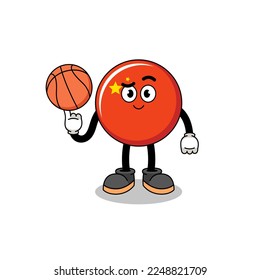 china flag illustration as a basketball player , character design