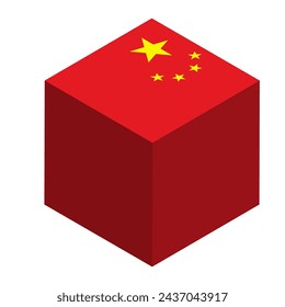 China flag - isometric 3D cube isolated on white background. Vector object.