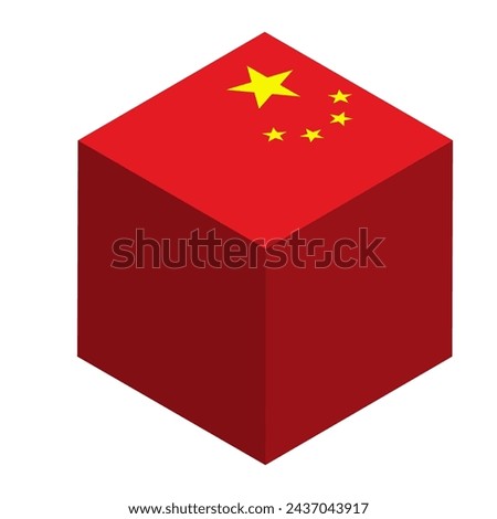 China flag - isometric 3D cube isolated on white background. Vector object.