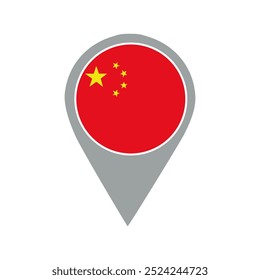 China Flag Location Pin, Flaggenanwendung, Flag on Location Pin, Grafikdesign, Kartenzeiger, Vektorgrafik.