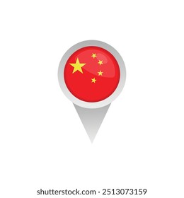 China Flag And Location Sign Vector Design.