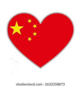 China flag. China love flag. China flag in heart shape. Love symbol. Vector illustration