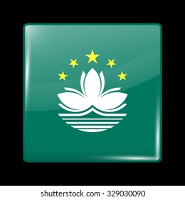 China Flag of Macau. Glassy Icon Square Shape. This is File from the Collection Flags of Asia
