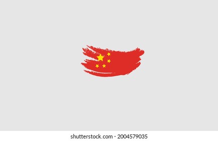 China flag made in brush stroke background	
