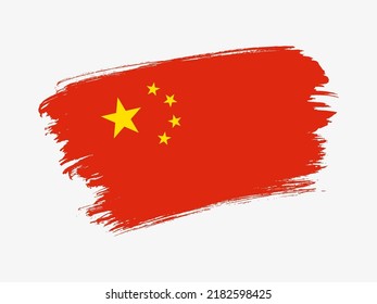 China flag made in textured brush stroke. Patriotic country flag on white background