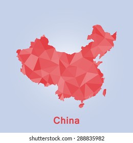 China flag map in geometric polygonal style.Abstract tessellation,background. Vector illustration EPS10