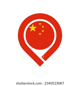 china flag map pin icon. vector illustration isolated on white background